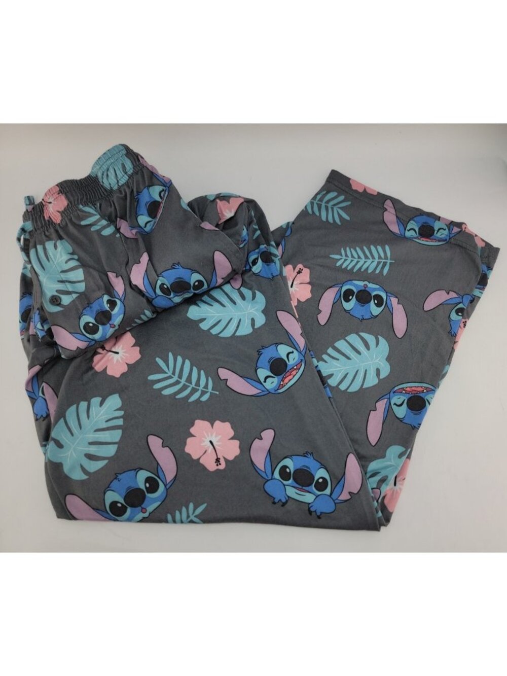 Disney Lilo & Stitch Tropical Lounge Sleep Pants Men's Large Gray Pockets Soft